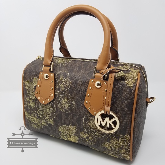 Michael Kors Aria small acorn satchel floral bag - Picture 2 of 7